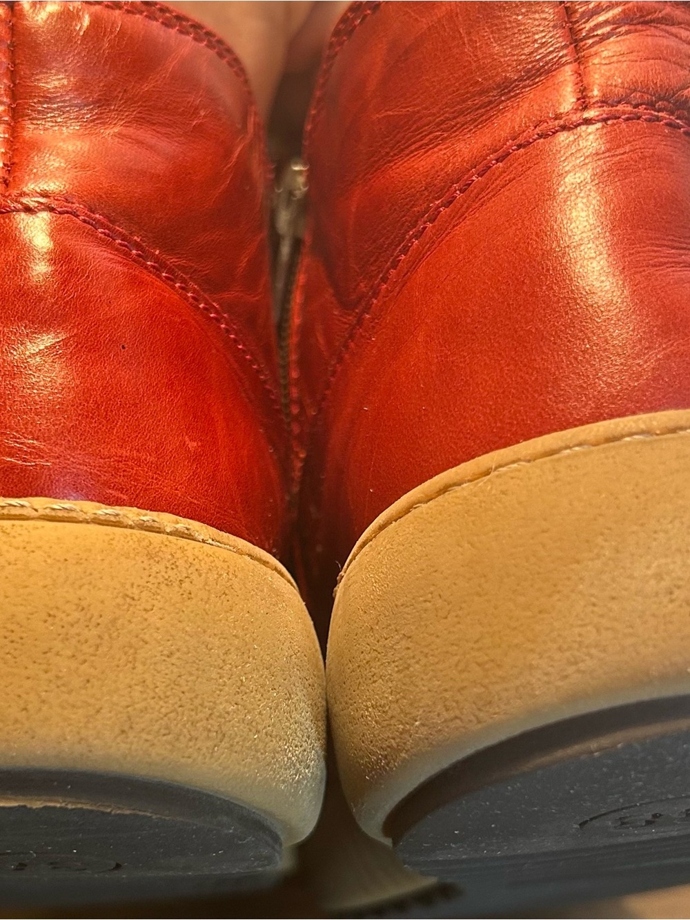 Josef Seibel Women’s Red Leather Plush Interior/Knit Collar Ankle Boots US 7.5 - Picture 8 of 13